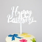 Preview: Cake Topper - Happy Birthday - Mirror Silver